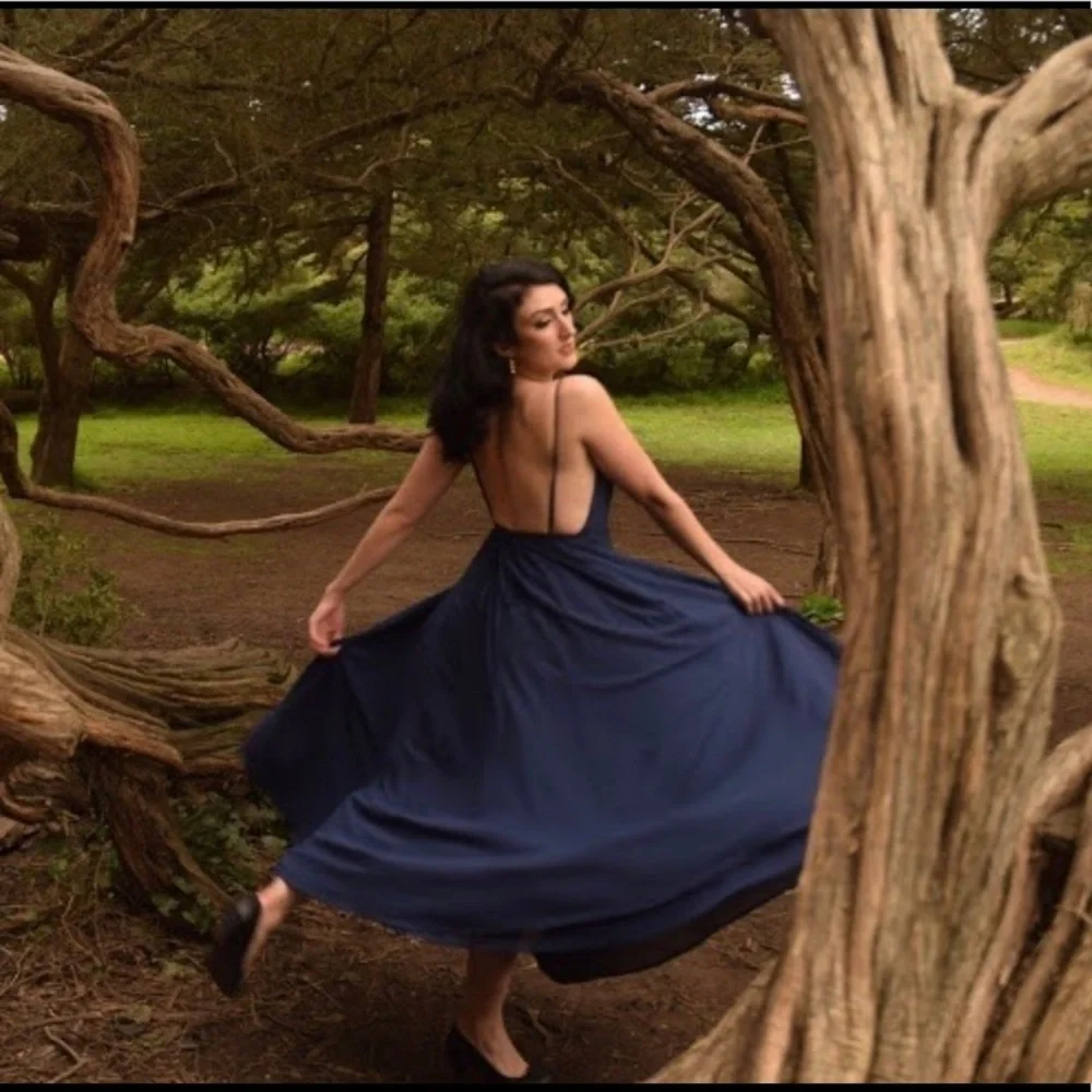 Storia Royal Blue Backless Wrap Dress | Size M - Picture 4 of 7